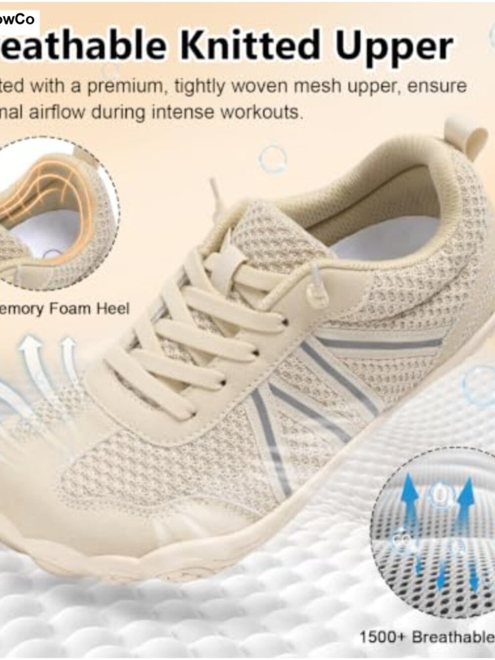 Barefoot Walking Shoes Wide Toe Box Breathable Athletic Sneakers - Picture 5 of 6